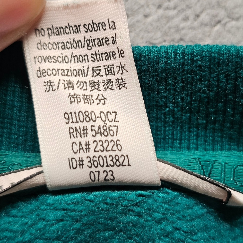 Victoria's Secret Rose Crewneck Sweatshirt Womens S Teal Green Fleece Pullover - Picture 10 of 10